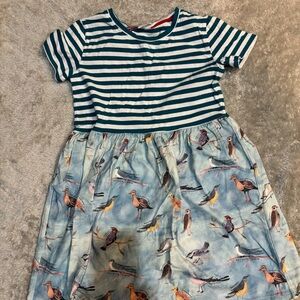 Little Skye Striped Teal and Bird Print Kids Dress 10